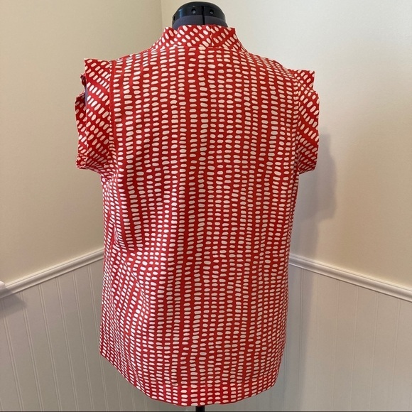 VINTAGE CABI Madeline Cap Blouse Coral/White L #294 NEARLY NEW - Picture 3 of 6